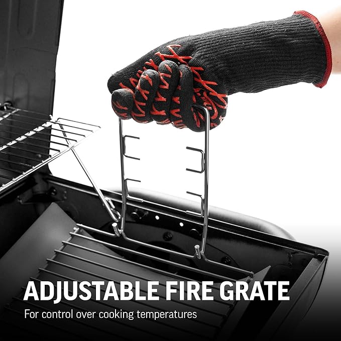 Char-Griller® Texas Trio 3-Burner Gas & Charcoal Grill and Smoker, Push Button to Ignite, Dual temperature Guages, Side Burner, Includes Side Firebox, 1,390 Cooking Square Inches, Black, Model# 3070