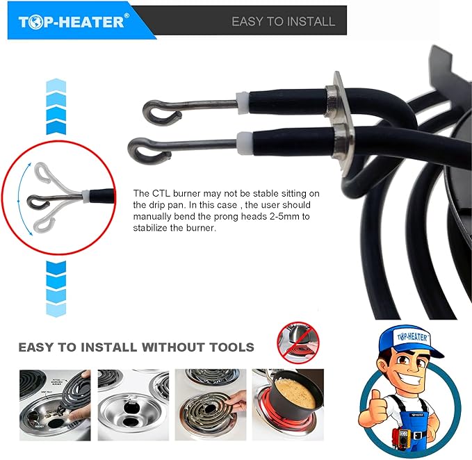 316442301 8'' Electric Range Surface Burner 5 Turns 2600W By TOP-HEATER 232186 Stove Burner Replacement For Frigidaire Ken-more Whirlpool MP26YA AP4356467, 79090313014, etc,1Pack