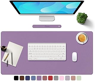 TOWWI PU Leather Desk Pad with Suede Base, Multi-Color Non-Slip Mouse Pad, 24” x 14” Waterproof Desk Writing Mat, Large Desk Blotter Protector (Voilet)