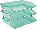 Acrimet Facility 3 Tier Letter Tray, Side Load, Letter Size/A4, Desktop File Organizer, Plastic (Clear Green Color)
