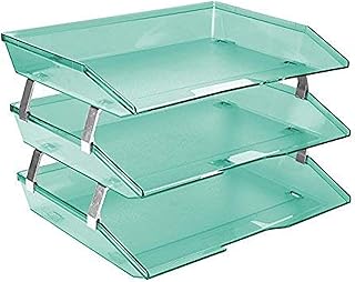 Acrimet Facility 3 Tier Letter Tray, Side Load, Letter Size/A4, Desktop File Organizer, Plastic (Clear Green Color)