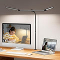LED Desk Lamp for Home Office,3 Lamp Bars, 5 Color Temperatures & 10 Dimming Brightness, Flexible Neck, 15W USB Adapter Desk Light with Clamp for Reading, Study, Craft (Black)