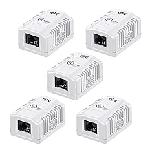 Cable Matters UL Listed Cat6 5-Pack RJ45 Surface Mount Box - 1 Port in White (Cat6 Ethernet Mount Box)
