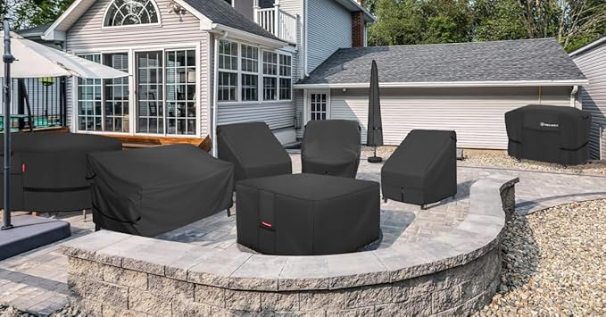 Porch Shield Fire Pit Cover - Waterproof 600D Heavy Duty Fade Resistant Square Patio Fire Pit Table Cover Black - 32 x 32 inch