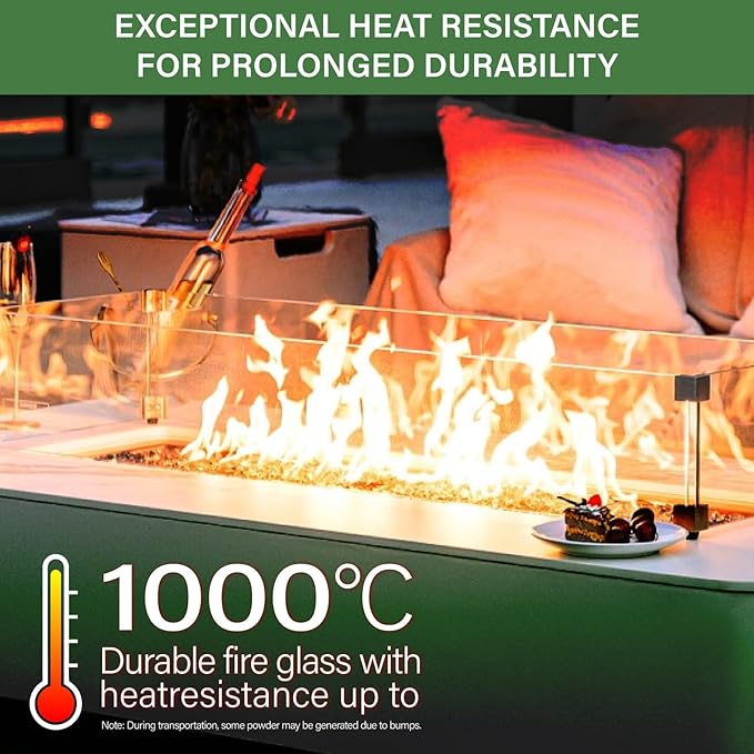 NUPICK 5 Pound Fire Glass, 1/2 Inch Reflective Fire Pit Glass, Tempered Firepit Glass Rock for Propane or Natural Gas, Glass Rocks for Fire Pit Table, Fireplace Glass for Landscaping, Green