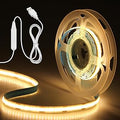 Aclorol COB LED Strip Lights USB Powered 6.56FT 640Leds Warm White 3000K TV LED Backlight 5V Dimmable COB Flexible Light with 1.5M USB Cable for Monitor Dispalay Stairs Bedroom DIY Projects CRI85+
