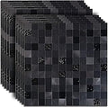 10-Sheet Peel and Stick Backsplash for Kitchen， Metal Aluminum Mosaic Self Adhesive 3D Wall Sticker Panel 11.81"x11.81"x0.15", 4.8 sq.ft (10, Black)