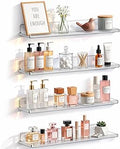 Lifewit Floating Shelves for Bathroom, Acrylic Display Shelf Wall Mounted for Makeup, Skincare, Nail Polish, Book, 14" Perfume Organizer for Bedroom, Living Room, Nursery, Home Decor, Clear, 4 Pack