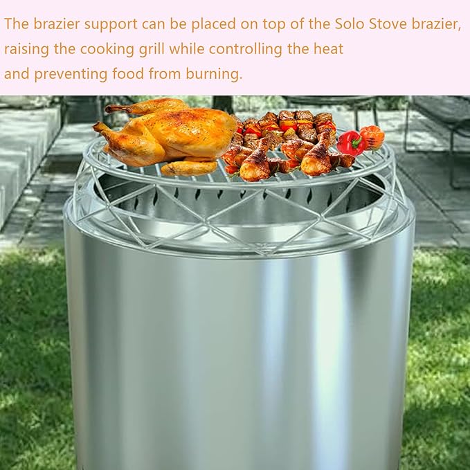 Stainless Steel Round Fire Pit Cooking Grates Accessory Kit for 19.5" Solo Stove Bonfire and Other Firepit, Grill Fire Pit Stand for Outdoor Camping BBQ Picnic Fireplace Tools