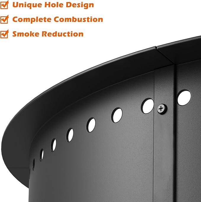 mapleway Smokeless Fire Pit Ring, 30inch Large Round Portable Metal Firepit Accessories for Outside Wood Burning Patio Camping Bonfire Campfire