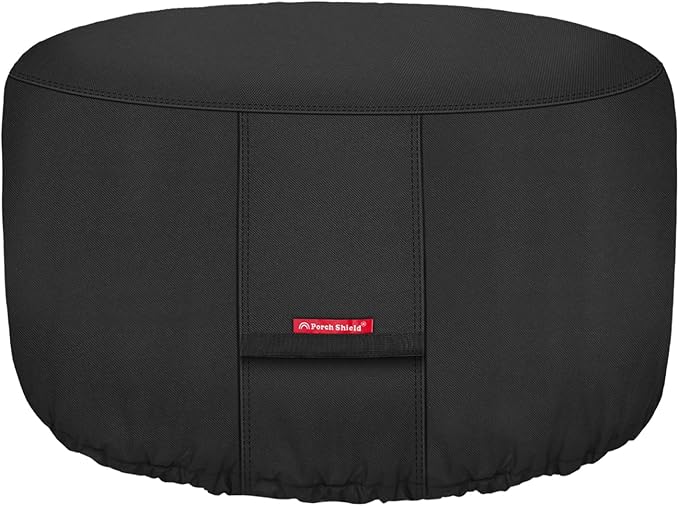 Porch Shield Fire Pit Cover - Waterproof 600D Heavy Duty Fade Resistant Round Patio Fire Bowl Cover Black - 28 inch