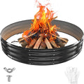 YSEJOMP 72 Inch Round Galvanized Fire Pit Ring/Fire Ring - Foldable and Perfect for Outdoor Gatherings and Campfires in The Yard/Garden/Park/Beach (Black+Gray, 6 FT Diameter+1 FT Tall)