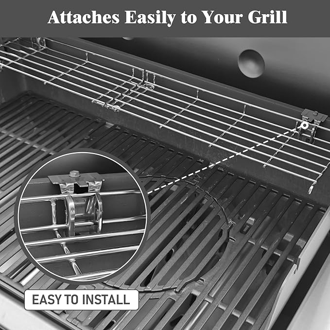 66045 Warming Rack for Weber Genesis II 400/II-S-410/II-SE-410 GS4 4-Burner Grill Accessory, Grill Parts for Weber Genesis II 400 Series, Foldable Stainless Steel Warming Rack for Genesis 66045