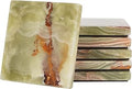 Radicaln Green Onyx Marble Coasters Set of 6 Handmade 3.5" Inch Square Coasters for Drinks, Ideal Coaster Set for Dining & Coffee Tables Decor