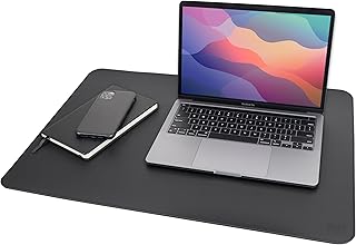 Vine Creations Leather Desk Mat 24" x 17", Desk Protector, PU Leather Desk Pad, Non Slip Small Desk Pad Mat, Desk Blotter, Desk Pads on Top of Desks, Home or Office Small Desk Mat (Black)