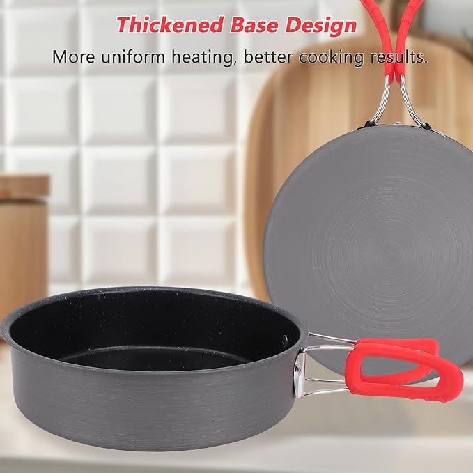 8inch Camping Frying Pan Aluminum Oxide Non stick Pan for Outdoor Camp Picnic