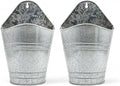 Hosley Set of 2 Galvanized Wall Planters, 10 Inch Hanging Metal Buckets for Indoor Outdoor Garden, Farmhouse Wall Decor, Rustic Patio & Balcony Planter Pots