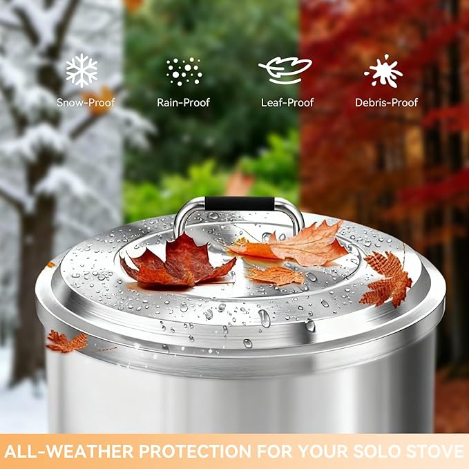 Fire Pit Lid for Solo Stove Bonfire 19.5", 304 Stainless Steel Cover with Heat-Resistant Handle, Round Fire Pit Lid for Outdoor Camping Backyard, Bonfire Accessories