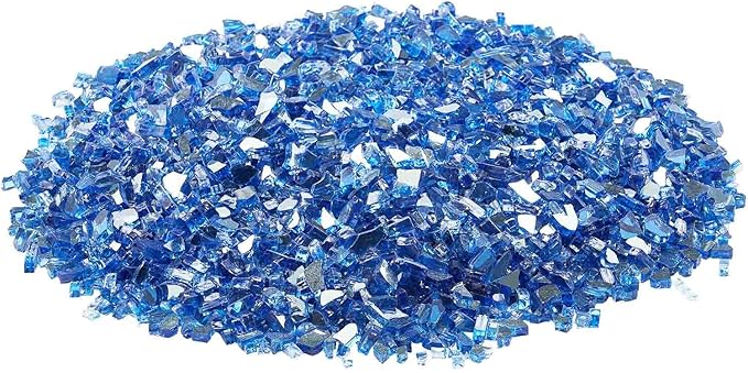 VEVOR Fire Glass, 10 lbs, Cobalt Blue, 1/4 Inch High-Temperature Resistant Reflective Glass Rocks, Smokeless Fire Pit Stones for Outdoor Table & Landscaping