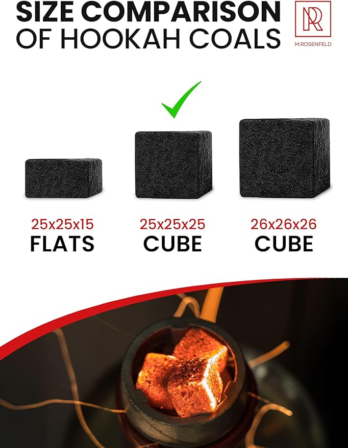 72 pcs Hookah Charcoal Hookah Coals for Hookah Coconut 25mm Cubes – 72 pcs - 1.1 KG (2.2 lbs) – Premium Quality – 100% Natural Coconut Charcoal Hooka Cubes – NOT Quick Light