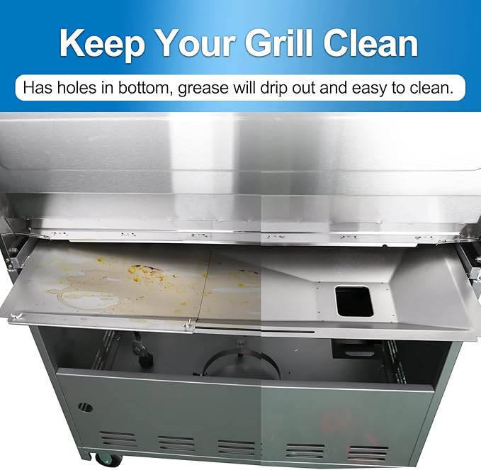 Utheer Universal Grease Tray with Catch Pan, Adjustable Drip Pan for 3/4/5 Burner Gas Grill, Grill Part for Nexgrill, Charbroil, Dynaglo, Kenmore, BHG, Grill Master, Backyard,Uniflame,Expert Gas Grill