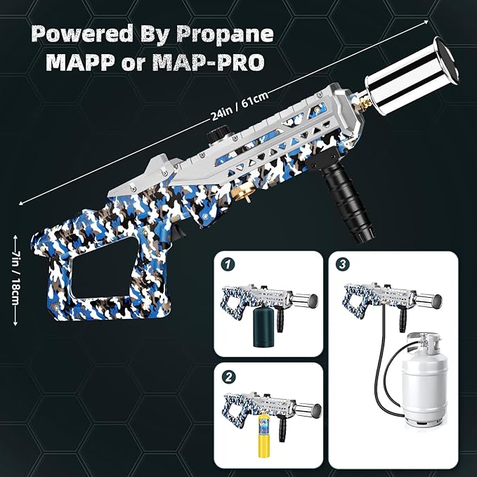 ARTFLAMM Propane Gun Torch - Powerful Grill & Cooking Blower Torch - Culinary Torch Sous Vide - Adjustable Flamethrower for BBQ, Campfire, Charcoal Wood Grills Lighter(Tank Not Included)
