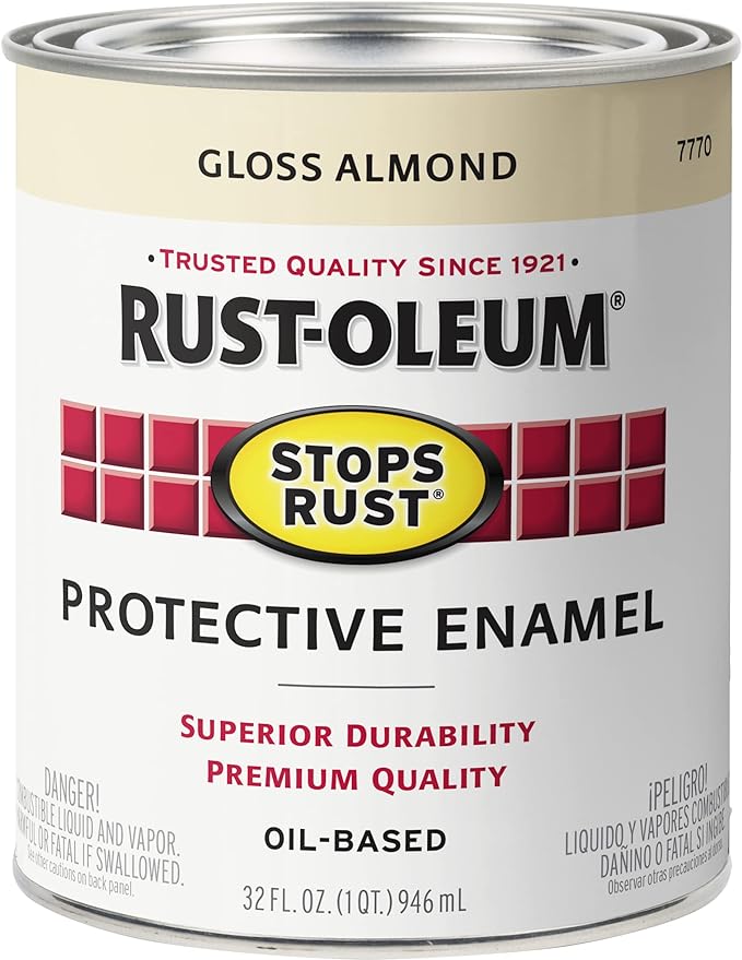 Rust-Oleum 7770502-2PK Stops Rust Brush On Paint, Quart, Gloss Almond, (Pack of 2)