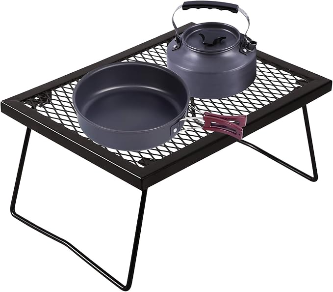 REDCAMP Folding Campfire Grill Grate, Portable Heavy Duty Steel Grate, Fire Pit Grill Grate for Outdoor Camping Cooking BBQ