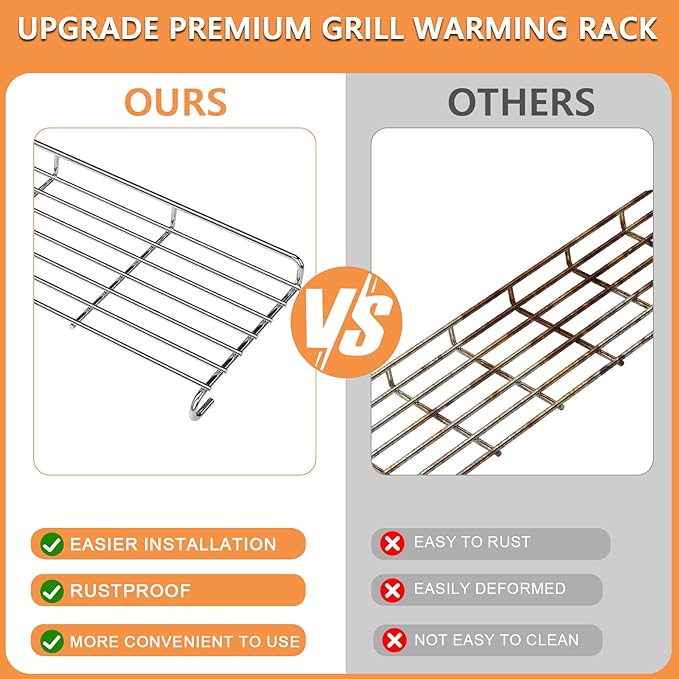 66044 Grill Replacement Parts for Weber GS4 Genesis II Warming Rack 3-Burner Genesis 2 300 SER Weber GS4 Genesis II S315 S335 S345 E310 E315 E325 E330 E335 S310 Upper Rack,Stainless Steel Hanging Rack