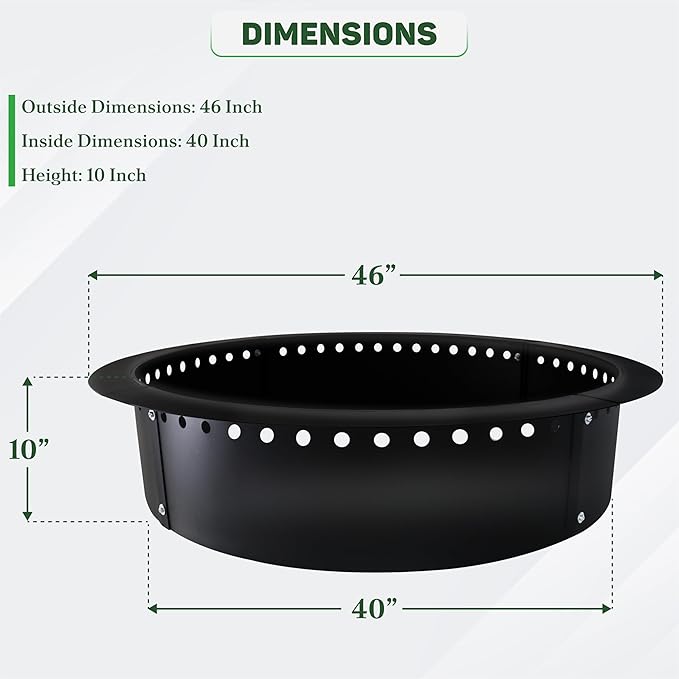 FEBTECH Smokeless Fire Ring Liner - 46" OD & 40" ID - Premium Carbon Steel FireRing with Heat Resistant Coating - DIY Portable Smokeless Fire Ring Designed for Memorable Gatherings Under The Stars