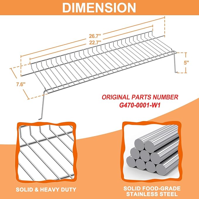 G470-0001-W1 Grill Warming Rack for Charbroil Performance 4 Burner Grill Replacement Parts 463342119 463347519 463342118 463376117 463376217 463332718, Swing Away Grid for Charbroil Accessories