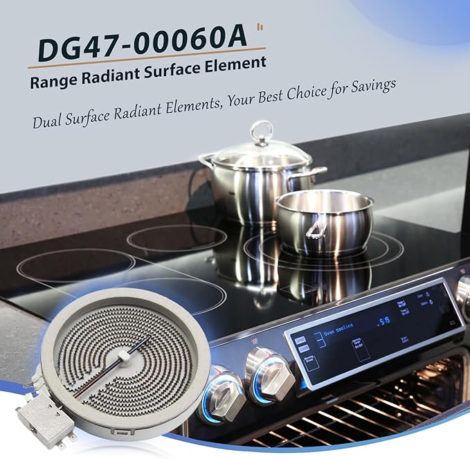 Upgraded DG47-00060A MEE62385001 Range Radiant Surface Element Compatible with Whirlpool Kenmore Electric Furnace Oven Replaces DG47-00023A AP5967643 PS11720669 Range Single Radiant Burner