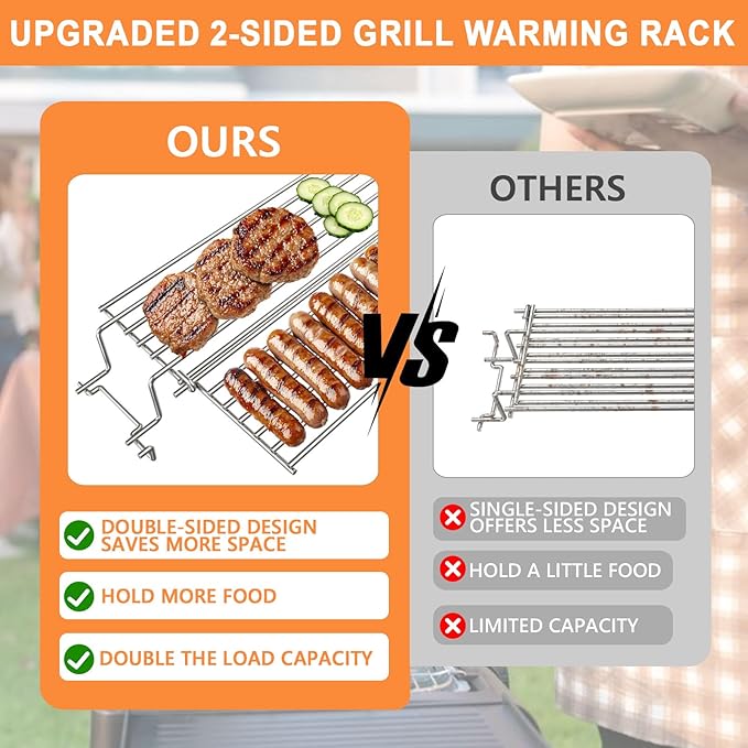 67027 Raised Warming Rack for Weber GS4 Spirit II/I 300 SER Spirit 2 Grill Replacement E310 E320 (2013-2017) Hanging Rack,2-sided Upper Rack for Webber Accessories Weber Spirit II 3 Burner Grill Parts