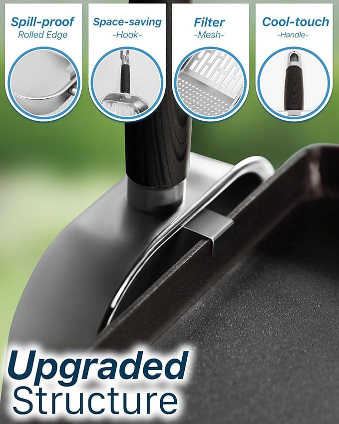 Griddle Scoop for Blackstone with a Any-Edge Hook, Stainless Steel Griddle Portable Food Mover for Stir Fry and Move Food, Classic & Sifting Grill Shovel, 4 Pack