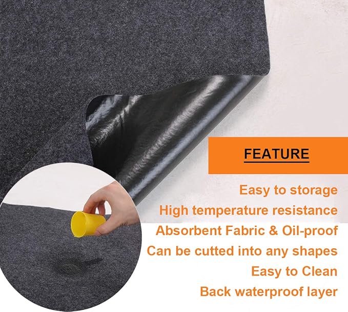 Brinman Under Grill Mat,Premium Grill Mat for Deck,Absorbent Oil Pad Protector for Decks and Patios,Waterproof,BBQ Mat for Under BBQ,36x60 Inch…