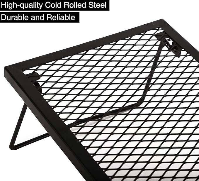 REDCAMP Folding Campfire Grill Grate, Portable Heavy Duty Steel Grate, Fire Pit Grill Grate for Outdoor Camping Cooking BBQ