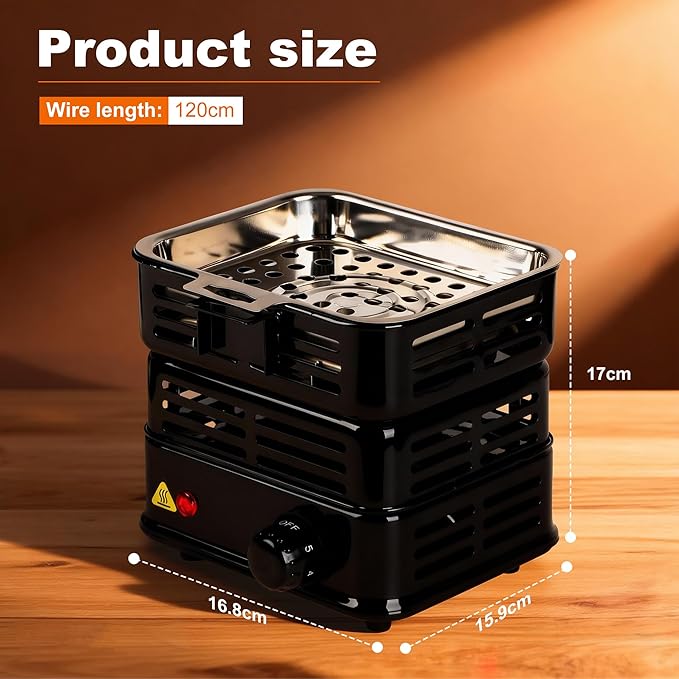 MultipurposeTurbo Coal Burner,Electric Charcoal Burner 1000W High PowerCube Coil Burner Heats faster, with Stainless Detachable Tongs (black)