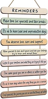 Yookeer Mental Health Reminders Wall Decors Wooden Hanging Art Counseling Room Decor Positive Psychology Affirmations Feelings Pediments for Home Counseling Office(Bright Color,English Style)