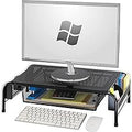Simple Houseware Metal Desk Monitor Stand Riser with Organizer Drawer, Black