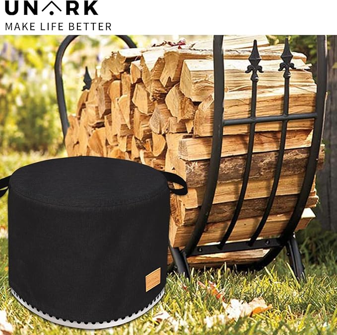 Round Fire Pit Cover for 15 Inch Ranger Cover Waterproof 15 Inch Ranger Accessories Outdoor Heavy Waterproof Protective Round (Black)
