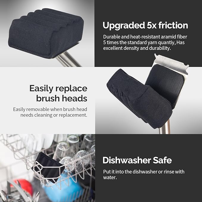 XUDAKAIXIN Grill Brush Bristle Free,Unique Wave pad for Cast Iron/Stainless-Steel Grates, (Only Replaceable Cleaning Head No Grill Brush)