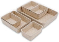 Welaxy Office Drawer organizers felt storage bins Shallow Small Desk trays Draw dividers Nordic Lifestyle Natural Scandinavian-chic style 7-piece (Oatmeal)
