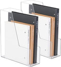 CiWiVOKi Vertical File Holder, PET Desk Organizer, Multi-purpose Plastic Document Storage Bins for Magazines, Binders, Notebooks, Envelopes, 2 Pack