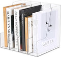 CiWiVOKi Vertical File Holder, Clear PET Desk Organizer and Storage Bins Holding for Magazines, Binders, Notebooks, Envelopes, Multi-purpose Plastic Document Organizer for Home Office, 4 pack