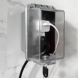 Baby Safety Outlet Cover Box-Key Lock for Much Better Toddler Proofing, Easier Operation, Simple 4 Step Install with Included Screws,Provides Extra Space Inside for Plugs,Adapters