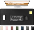 YSAGi 35.4" x 17" Large PU Leather Desk Mat for Keyboard and Mouse - Waterproof Non-Slip Desk Pad Protector for Office, Home, Writing Desk, Black