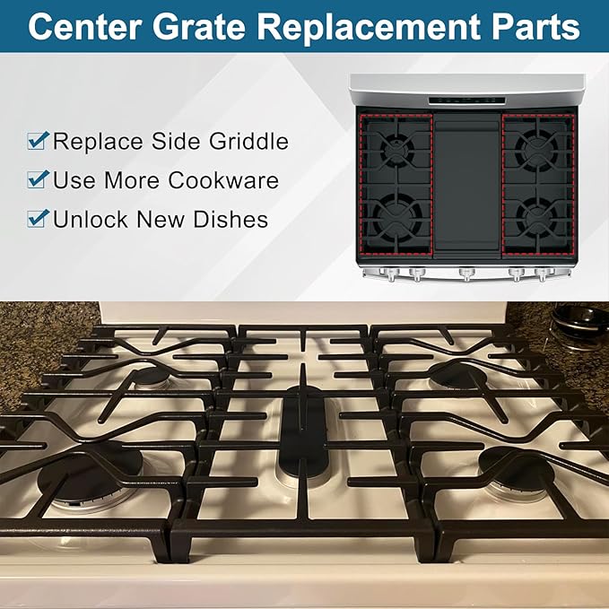 Criditpid WB31X27151 Side Grate Replacement Parts for GE Stoves, WB31X24736 General Electric Gas Range Burner Grate Replaces for JGBS66REKSS JGB735SPSS JGBS86SPSS Side Griddle.