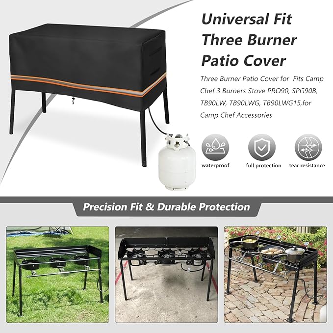 Three Burner Patio Cover for Fits Camp Chef 3 Burners Stove PRO90, SPG90B, TB90LW, TB90LWG, TB90LWG15,for Camp Chef Accessories