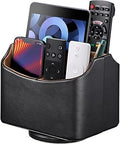 Remote Control Holder, Spinning Desk Organizer, Nightstand Bedside Caddy for TV Remotes/Tablets/Phones/Eyeglasses/Books/Pens - Black