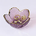 Purple Glass Jewelry Dish Tray, Birthday Gifts for Mom, Crystal Ring Holder for Women, Small Flower Ring Dish Jewlery Plate, Engagement Trinket Jewelry Tray, Nightstand Decor Jewerly Bowl